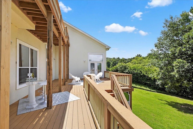7502 Refuge Rd, Tallahassee, FL 32312 - deck featuring a lawn and french doors