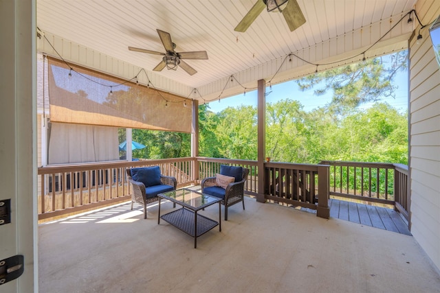 1842 Acorn Ridge Trl, Tallahassee, FL 32312 - view of patio featuring ceiling fan, an outdoor living space, and a deck