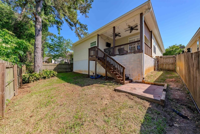 1842 Acorn Ridge Trl, Tallahassee, FL 32312 - rear view of house featuring ceiling fan, stairs, and a patio
