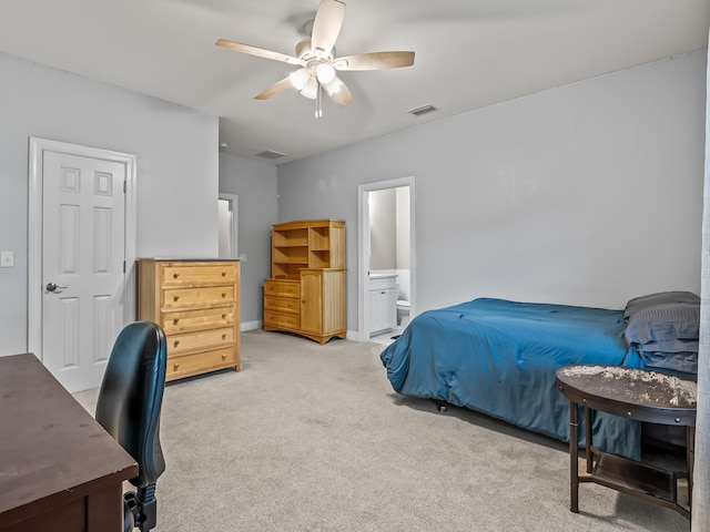 7147 Beech Ridge Trl, Tallahassee, FL 32312 - carpeted bedroom featuring a desk, ceiling fan, and ensuite bathroom