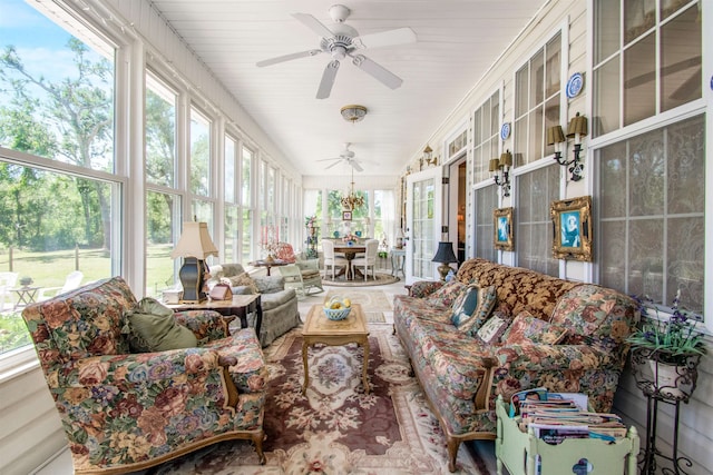 2460 Canopy Ln, Perry, FL 32347 - sunroom / solarium featuring ceiling fan, outdoor lounge area, and plenty of natural light