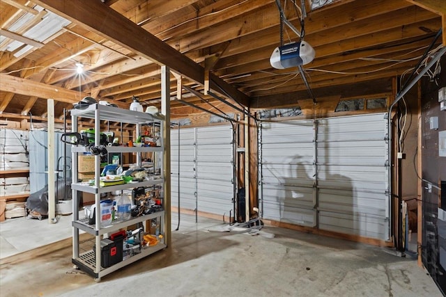 garage with a garage door opener