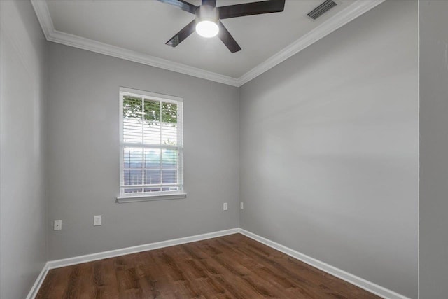 1224 Athens Ct, Tallahassee, FL 32305 - empty room featuring ornamental molding, dark wood-type flooring, a ceiling fan, and baseboards