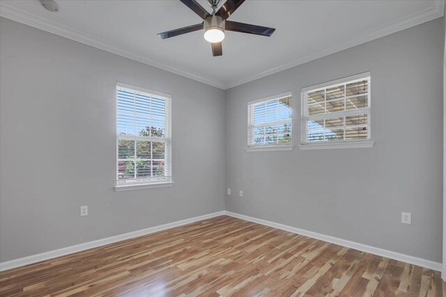 1224 Athens Ct, Tallahassee, FL 32305 - unfurnished room with baseboards, crown molding, light wood finished floors, and a ceiling fan