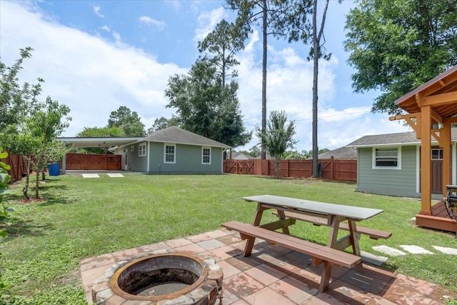 1224 Athens Ct, Tallahassee, FL 32305 - view of yard with an outdoor fire pit and a patio