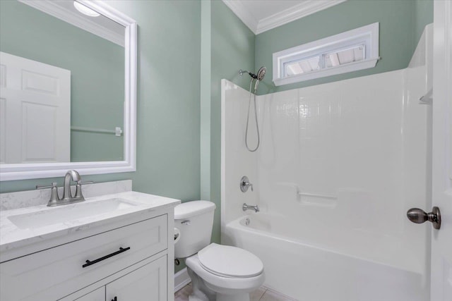 1224 Athens Ct, Tallahassee, FL 32305 - full bathroom with ornamental molding, toilet, vanity, and shower / bathtub combination