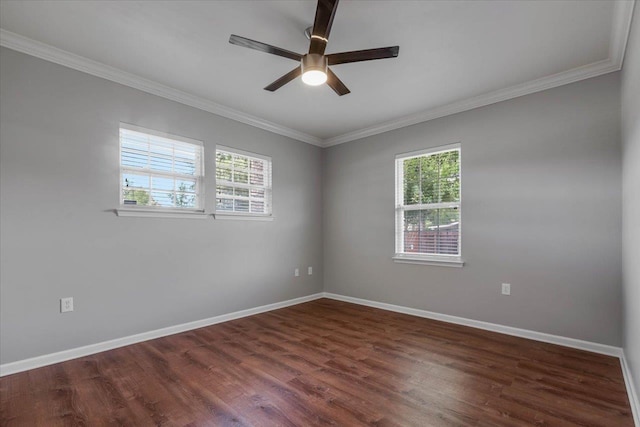 1224 Athens Ct, Tallahassee, FL 32305 - unfurnished room with healthy amount of natural light, a ceiling fan, crown molding, dark wood finished floors, and baseboards