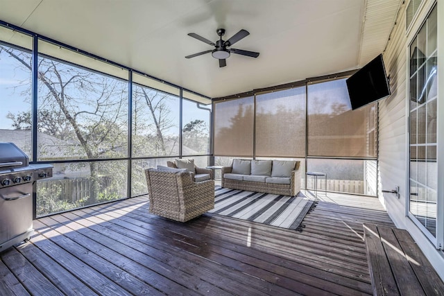 832 Eagle View Dr, Tallahassee, FL 32311 - sunroom / solarium with a ceiling fan, an outdoor hangout area, and plenty of natural light