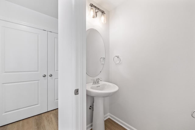 bathroom featuring hardwood / wood-style floors