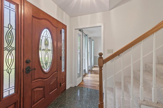 2903 Whirlaway Trl, Tallahassee, FL 32309 - foyer with stairs and baseboards