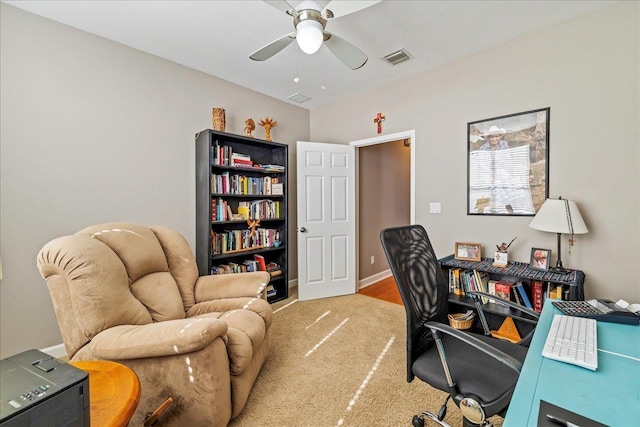 office featuring ceiling fan