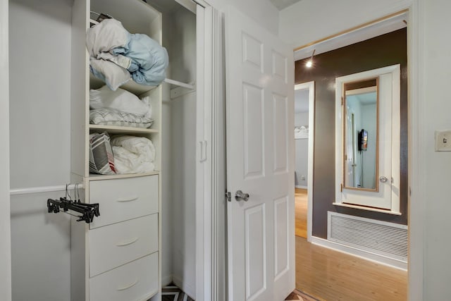 interior space with hardwood / wood-style flooring