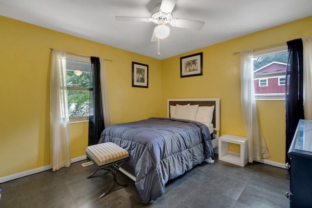 bedroom featuring ceiling fan