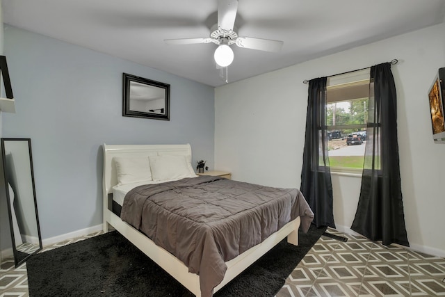 bedroom with carpet and ceiling fan