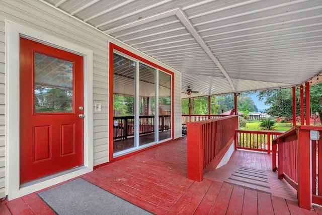 2875 Cooks Landing Rd, Quincy, FL 32351 - wooden porch featuring a ceiling fan