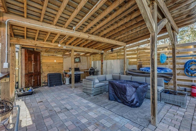 view of patio / terrace with a grill and outdoor lounge area