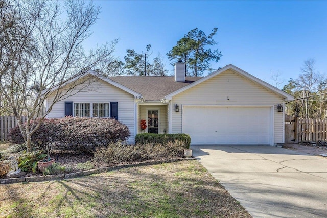 single story home with a garage