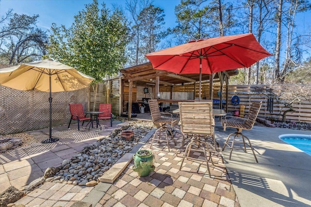 view of patio / terrace with a bar