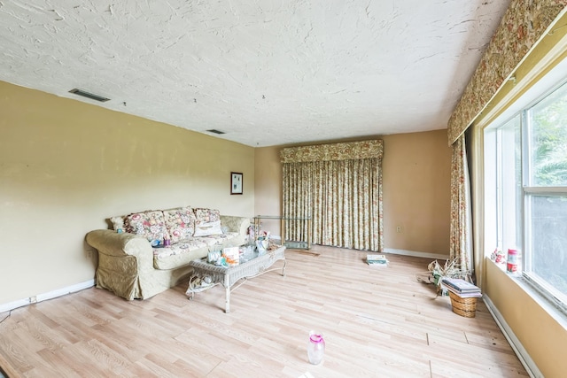 living room with light hardwood / wood-style floors