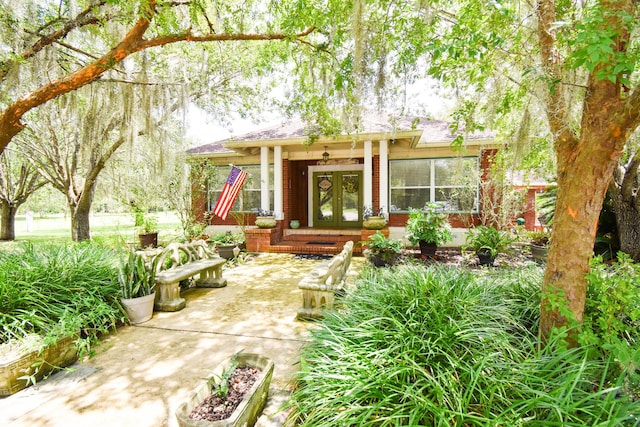 exterior space featuring french doors