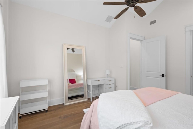 190 Camellia Oaks Ave Unit 96, Tallahassee, FL 32317 - bedroom featuring wood finished floors, high vaulted ceiling, and ceiling fan