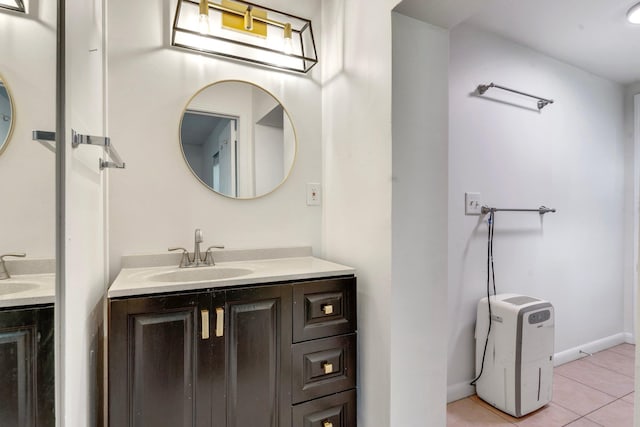 bathroom with tile patterned floors and vanity