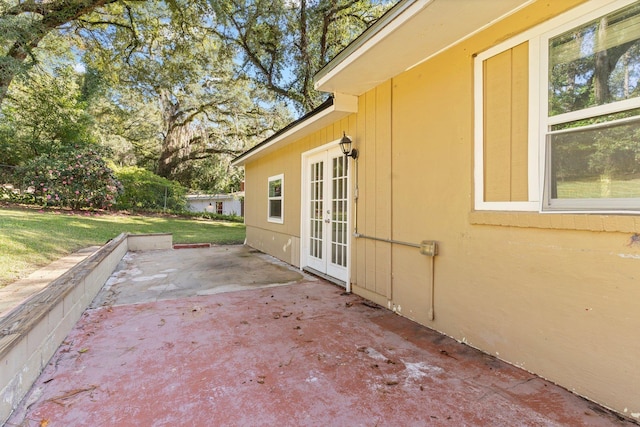 view of patio featuring french doors