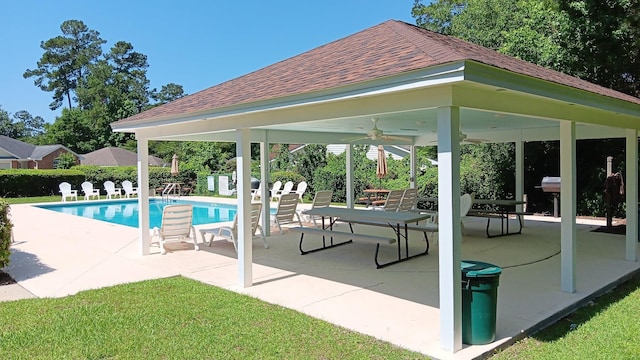 2736 Oakleigh Ct, Tallahassee, FL 32312 - view of pool featuring a gazebo, a patio area, and a ceiling fan