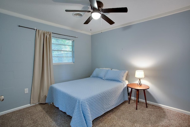 316-328 E Pershing St Unit 316-328, Tallahassee, FL 32301 - carpeted bedroom with ornamental molding and ceiling fan