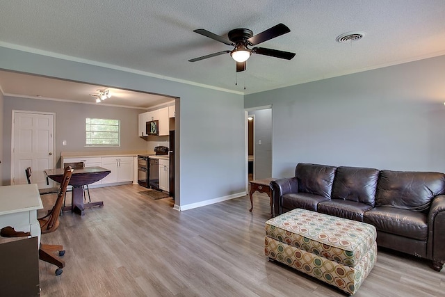 316-328 E Pershing St Unit 316-328, Tallahassee, FL 32301 - living room featuring crown molding, a textured ceiling, and light wood-type flooring