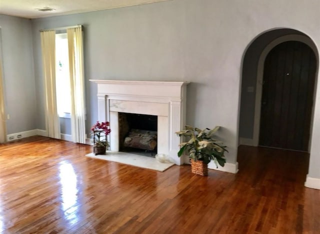 living room with hardwood / wood-style flooring