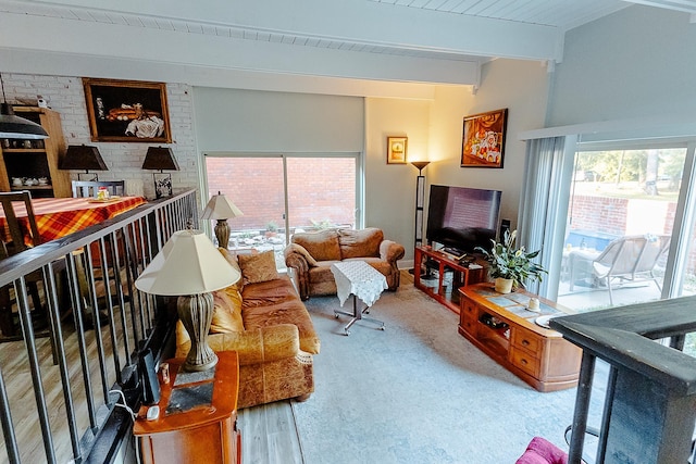 220 Belmont Rd Unit 3, Tallahassee, FL 32301 - carpeted living area with beam ceiling
