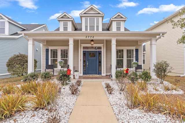 view of front of property with covered porch