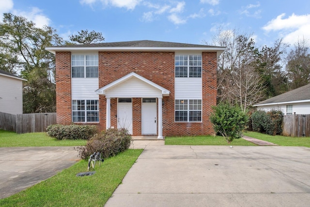 1461 Nena Hills Ct, Tallahassee, FL 32304 - view of front of property with brick siding, a front yard, and fence