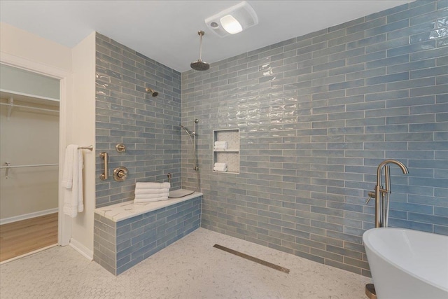 bathroom with plus walk in shower