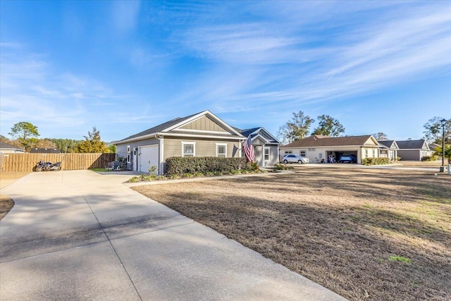 single story home with a garage