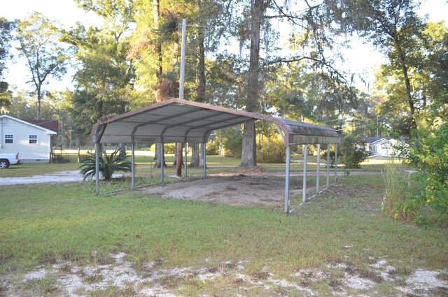 exterior space featuring a carport