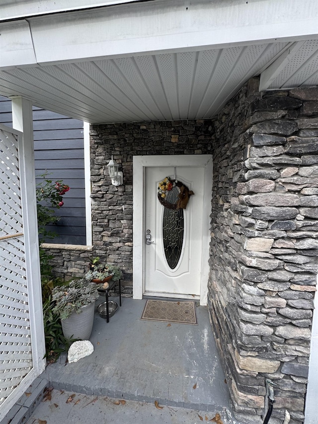 2408 Ionic Ct, Tallahassee, FL 32303 - doorway to property with stone siding
