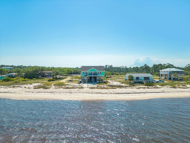 exterior space featuring a view of the beach