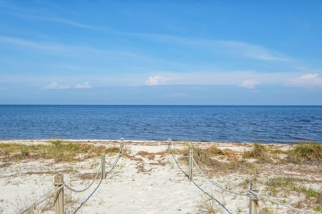 view of water feature with a view of the beach