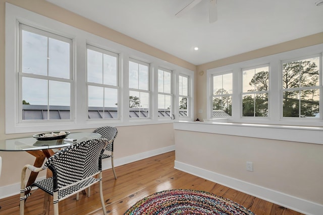 home office with ceiling fan