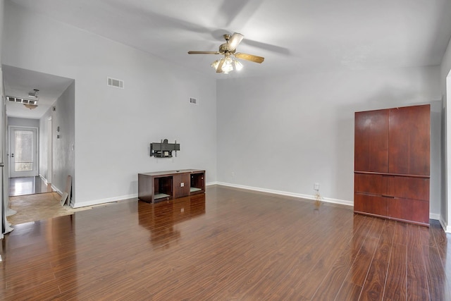 1541 San Luis Rd, Tallahassee, FL 32304 - unfurnished living room with a ceiling fan, baseboards, visible vents, and wood finished floors