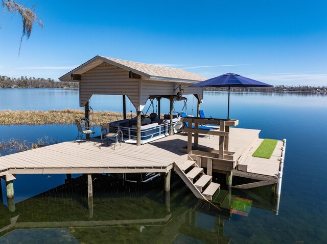 dock area featuring a water view