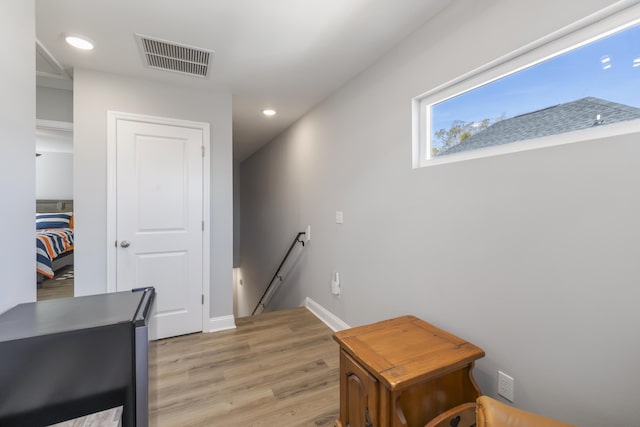 home office featuring light hardwood / wood-style flooring