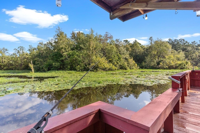 view of dock featuring a water view