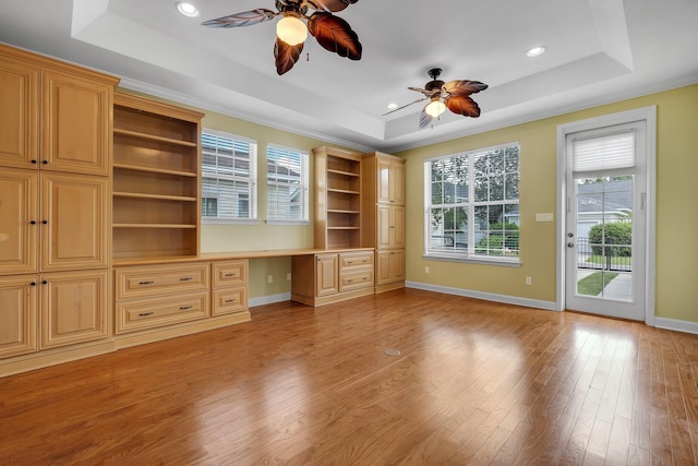3248 Newberry Blvd, Tallahassee, FL 32311 - unfurnished bedroom featuring a raised ceiling, access to outside, light wood-style floors, baseboards, and recessed lighting