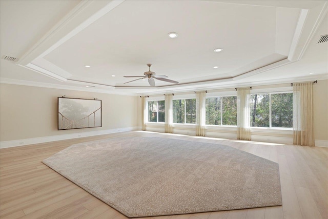 3621 Moody Trl, Tallahassee, FL 32309 - spare room with a tray ceiling, a ceiling fan, wood finished floors, baseboards, and recessed lighting