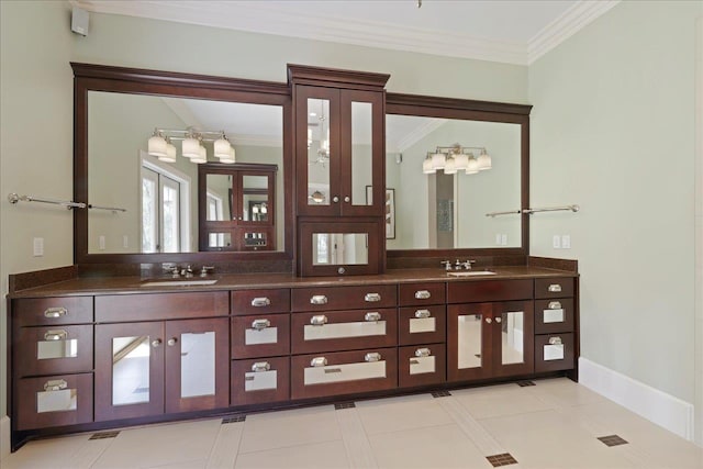3621 Moody Trl, Tallahassee, FL 32309 - full bathroom featuring ornamental molding and double vanity