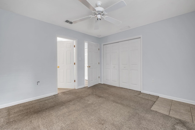 2738 W Tharpe St Unit 806, Tallahassee, FL 32303 - unfurnished bedroom featuring carpet floors, a closet, and ceiling fan