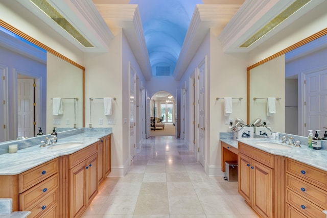 3899 W Millers Bridge Rd, Tallahassee, FL 32312 - bathroom featuring two vanities and tile patterned flooring